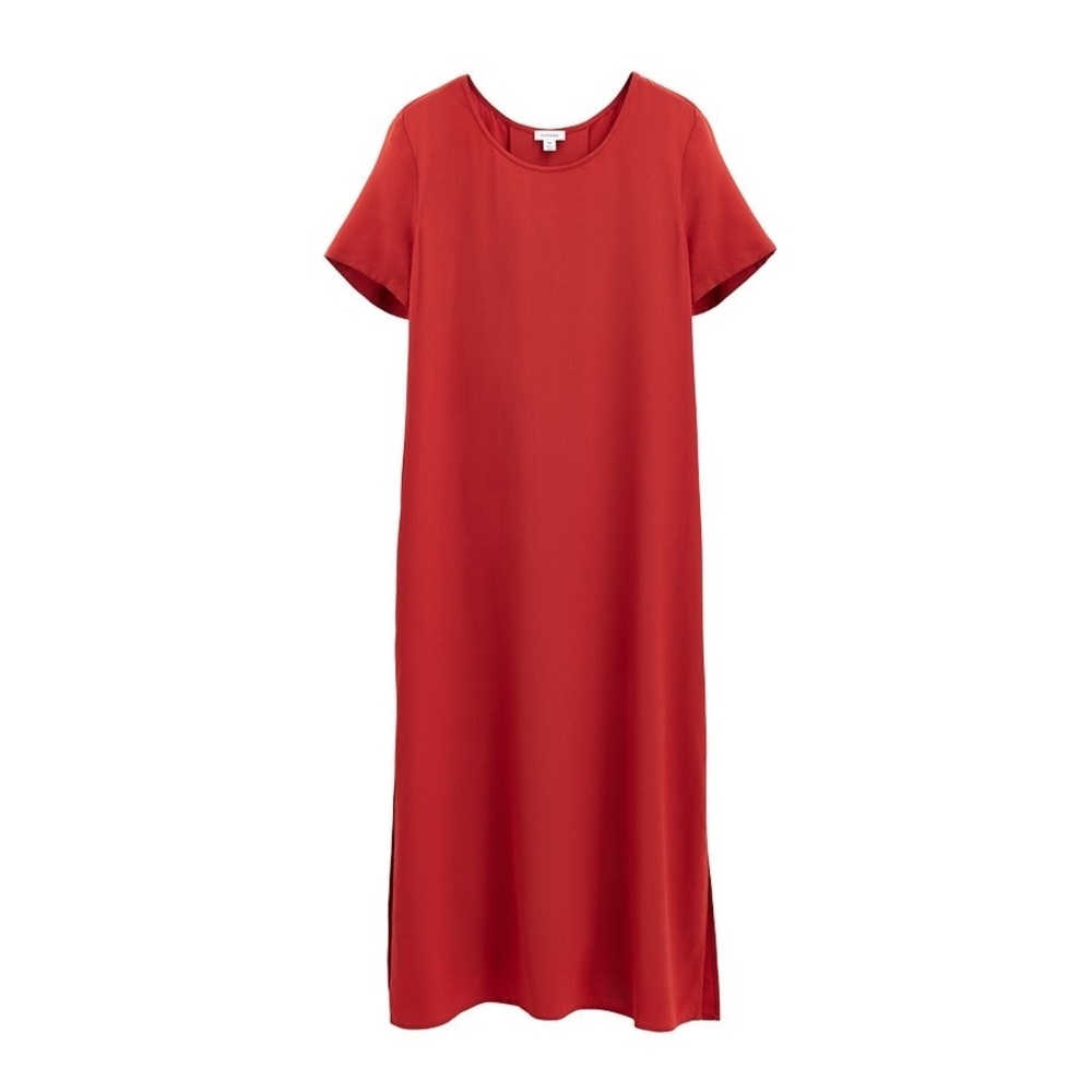Cuyana Silk Pleat Back Tee Dress
